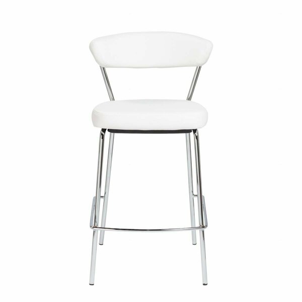 Homeroots Taper Faux Leather Counter Stools, White - Set of 2 400588